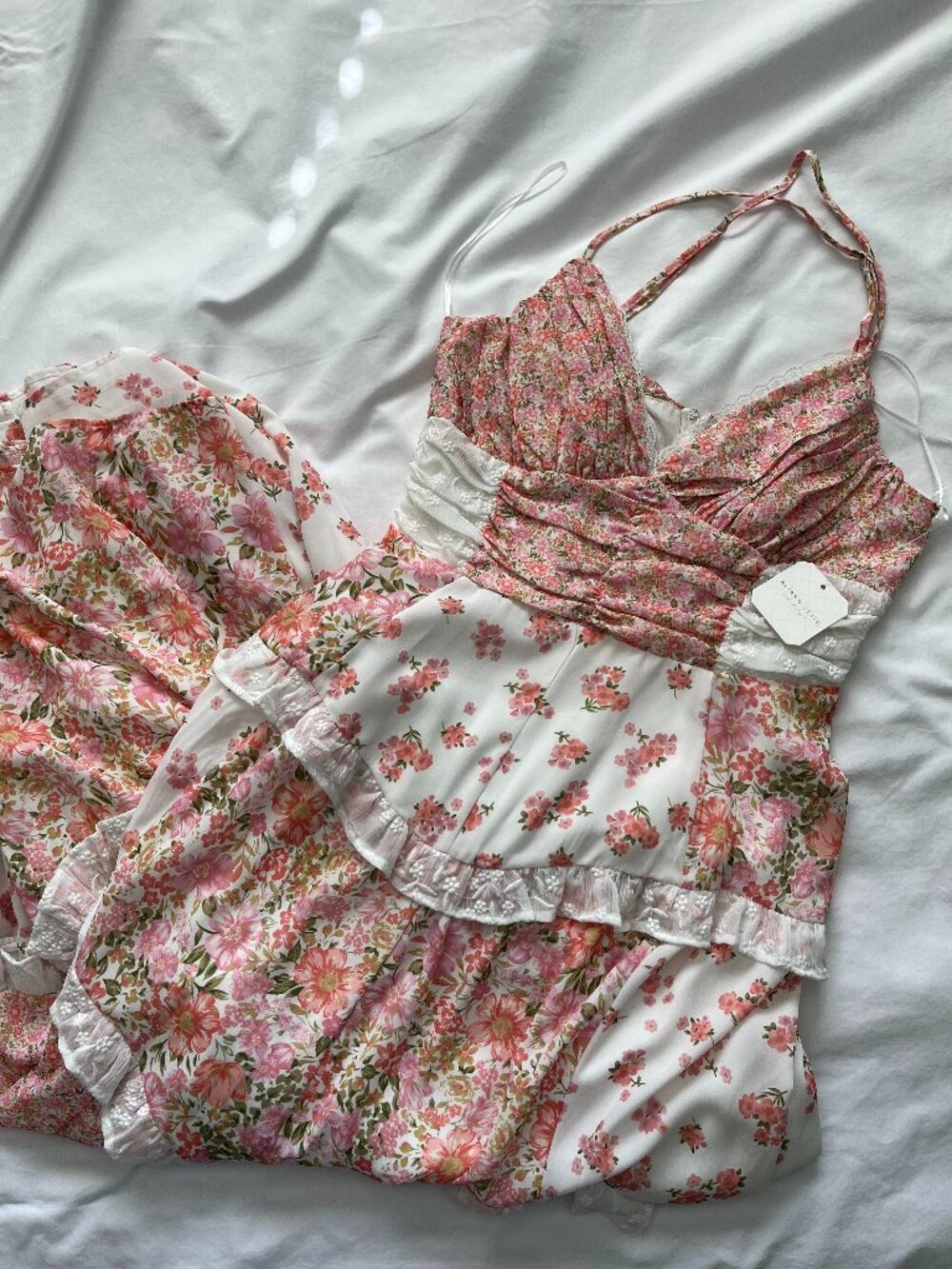 Altar'd State Pink and Lace Floral Maxi Dress